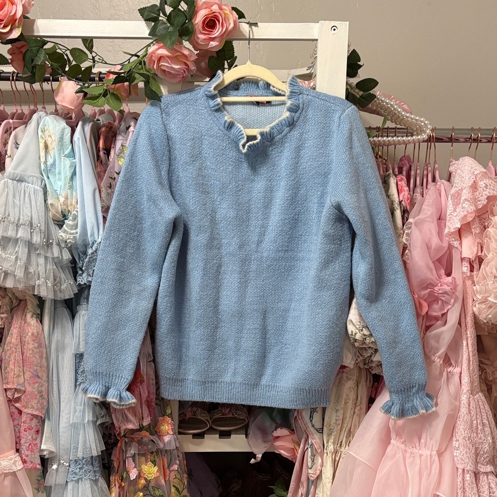 Chi Chi London Light Blue Ruffled Sweater